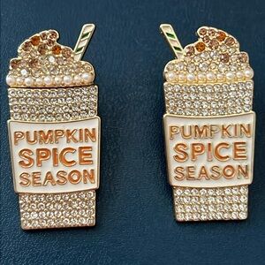 BAUBLEBAR RHINESTONE AND PEARL PUMPKIN SPICE & EVERYTHING NICE EARRINGS